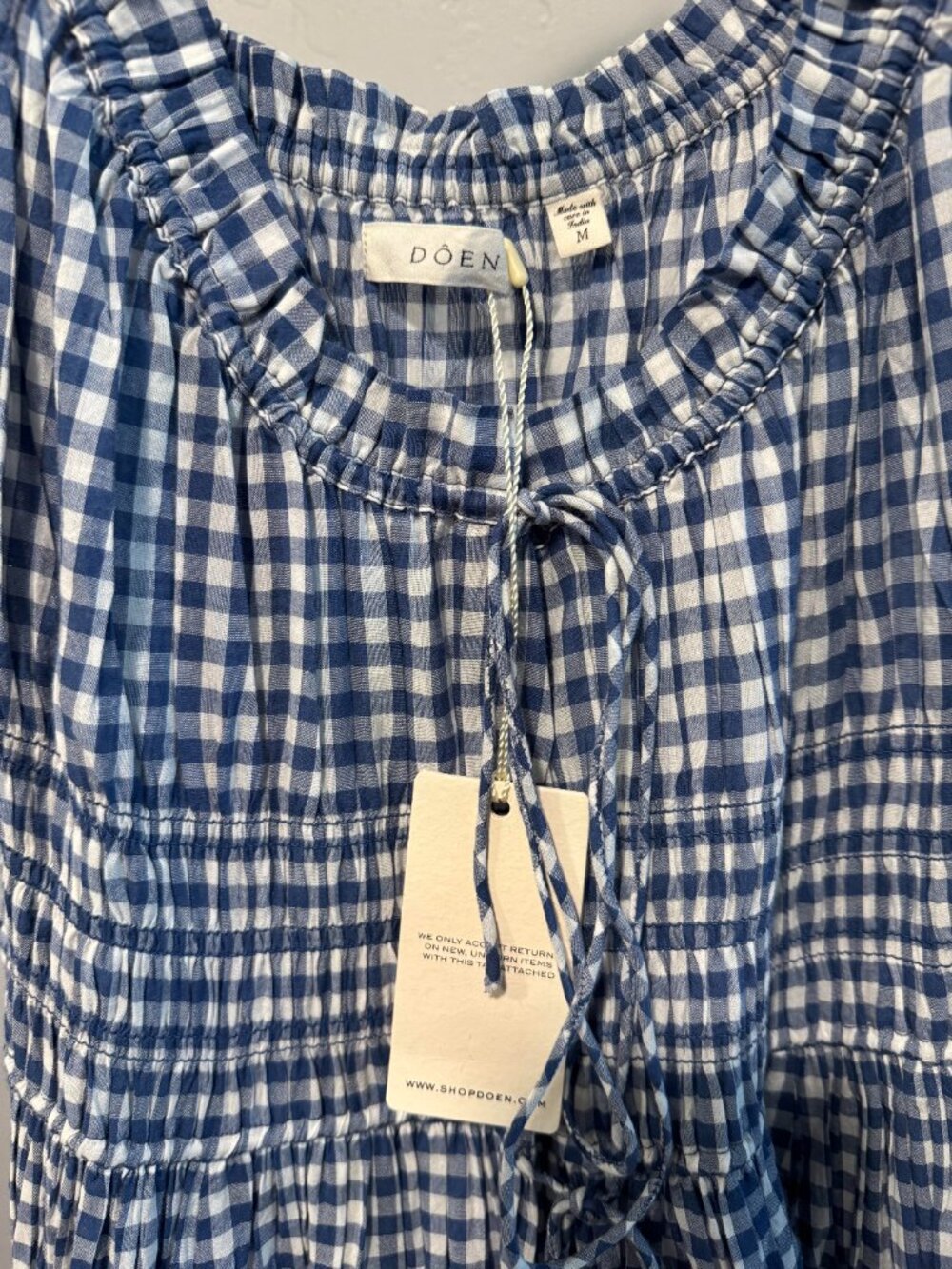 Doen Emmaretta dress in blue gingham Medium NWT - Picture 4 of 4